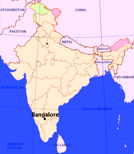 Kaart van India met Bangalore